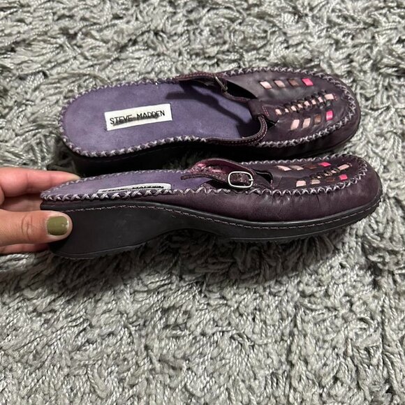 Vintage 90s Steve Madden Leather Slip On Mules Size 6 - Picture 1 of 6